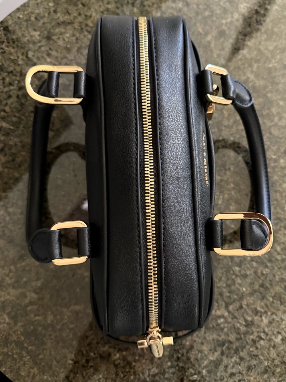 Charles & Keith Scottie Black Bowling Bag Recycled Leather Crossbody Tik Tok - Picture 5 of 16